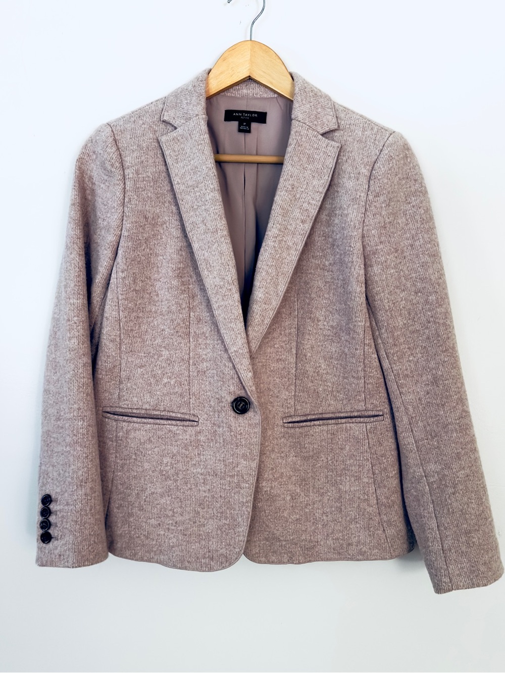 Ann Taylor Women's Light Blush Pink Single-Button Blazer